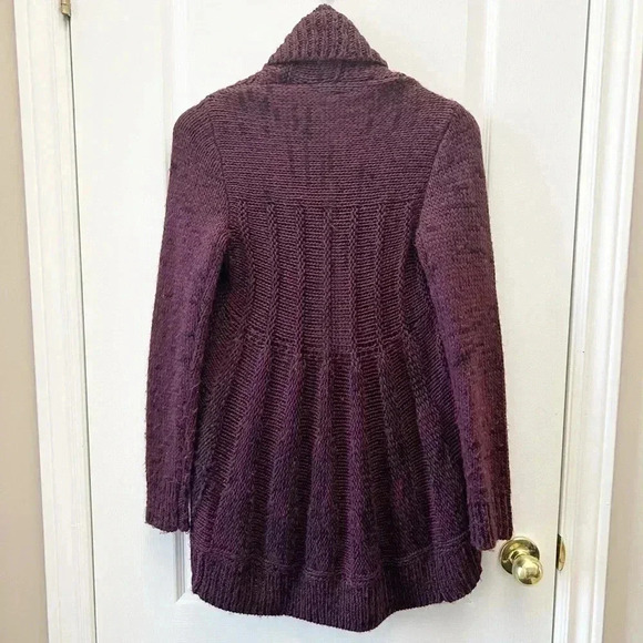 Ricki’s Circle Cardigan Open Front Draped  Collar Sweater Burgundy Black Small - Picture 4 of 12